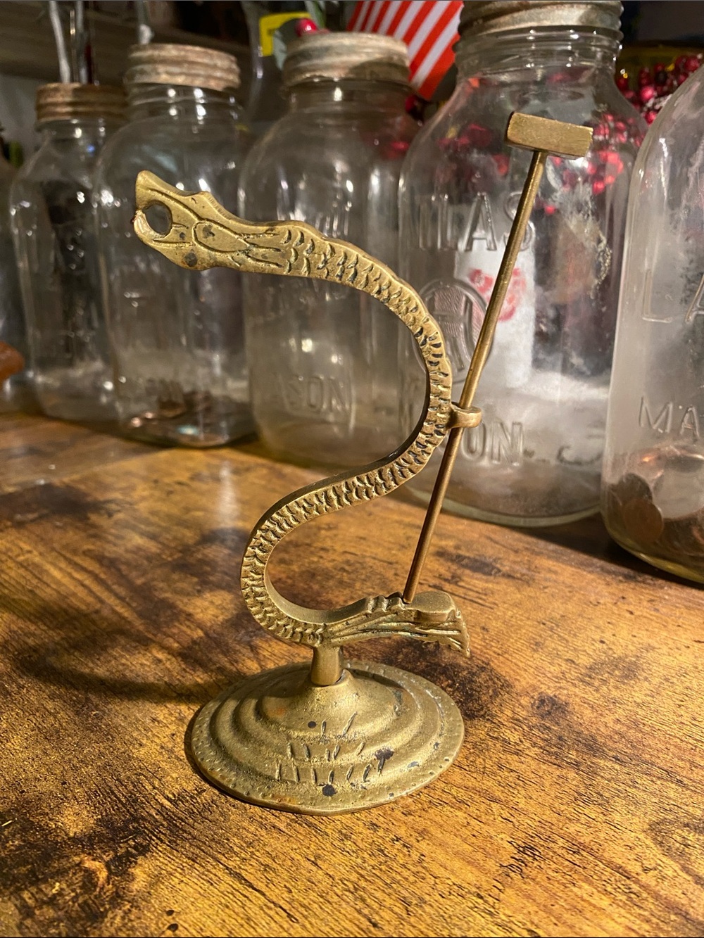 Brass Snake Display Stand - Gold Color